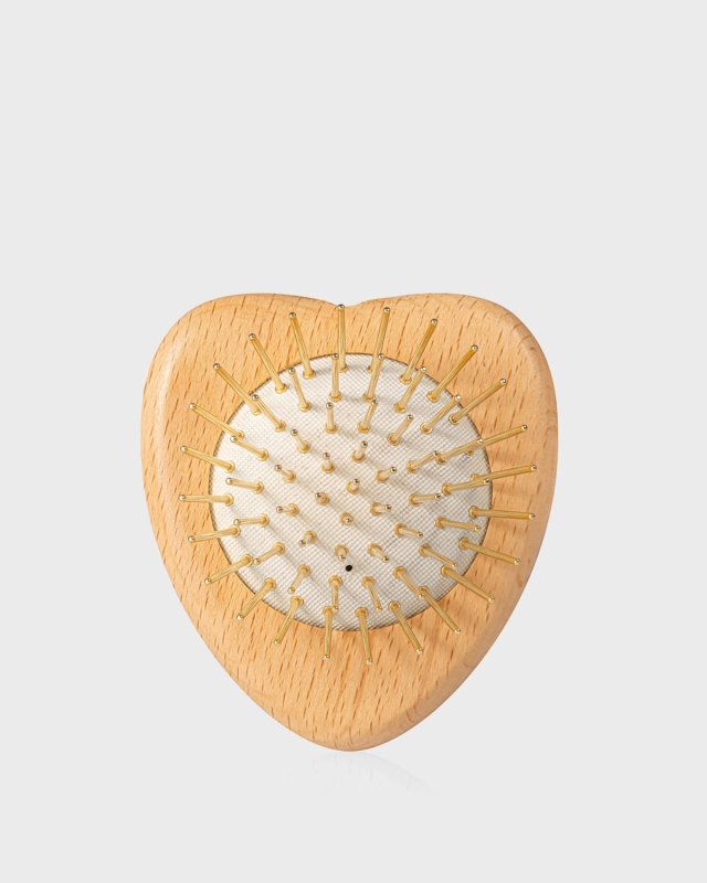 Gua Sha Hair and Scalp Brush Love Heart Wooden Edition